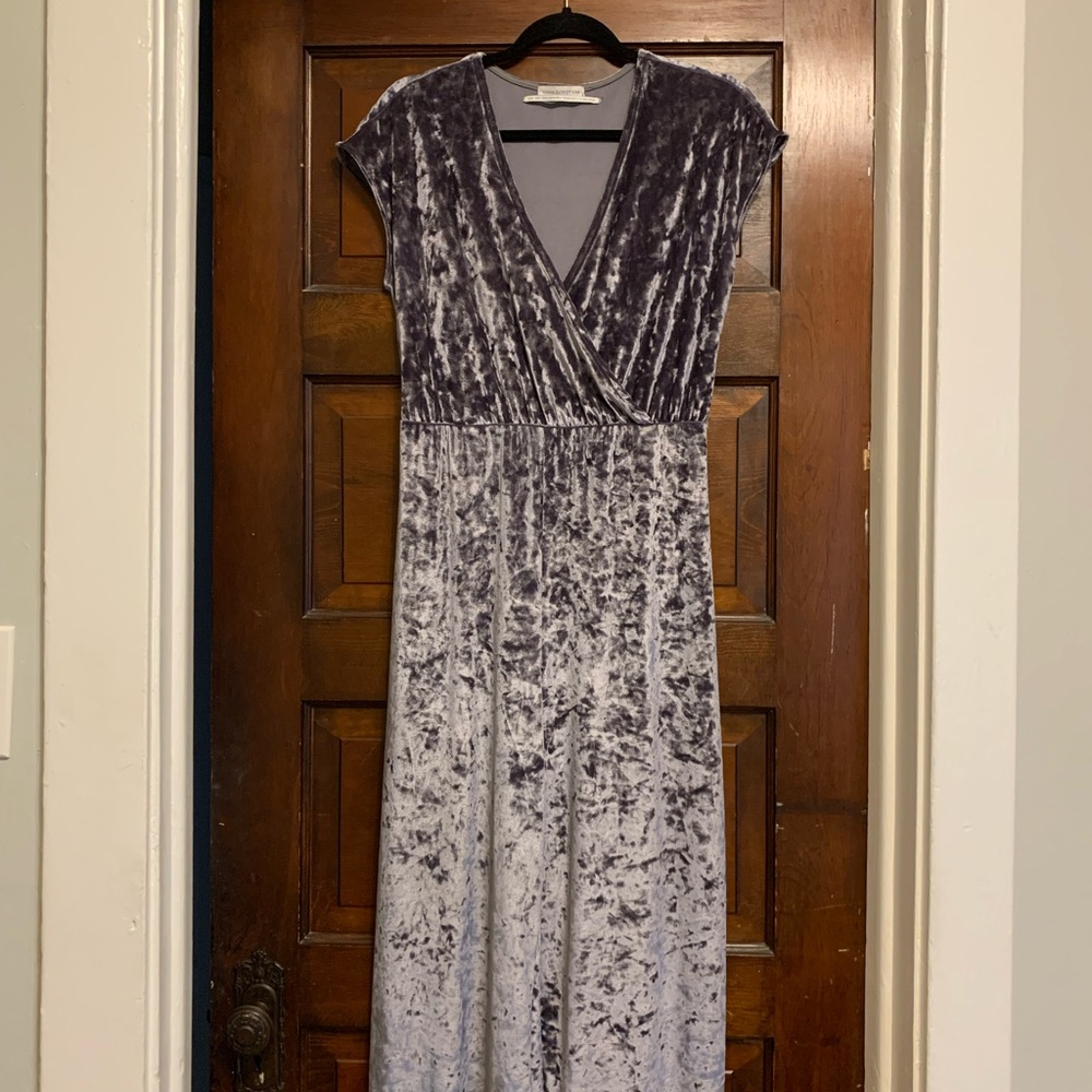 Urban Outfitters Velvet Maxi Dress in Gray